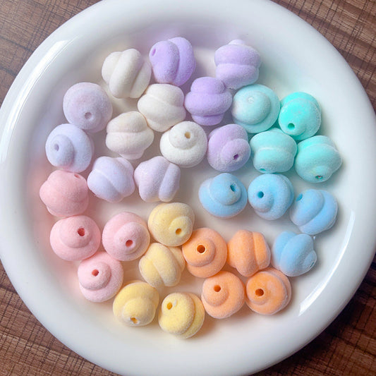 Flocking Spiral Shape Straight Hole Beads In Various Colors