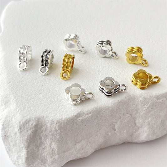 Alloy Double-layer Four-leaf Clover Hanging Head Spacer Beads