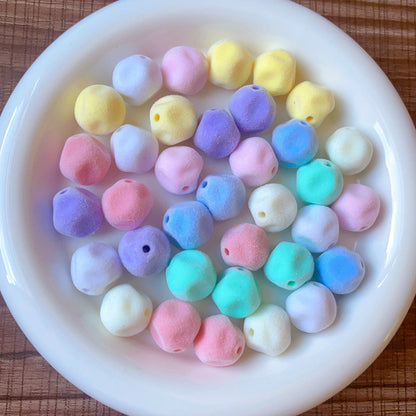 16MM Macaron Color Flocked Fig Shape Straight Hole Beads