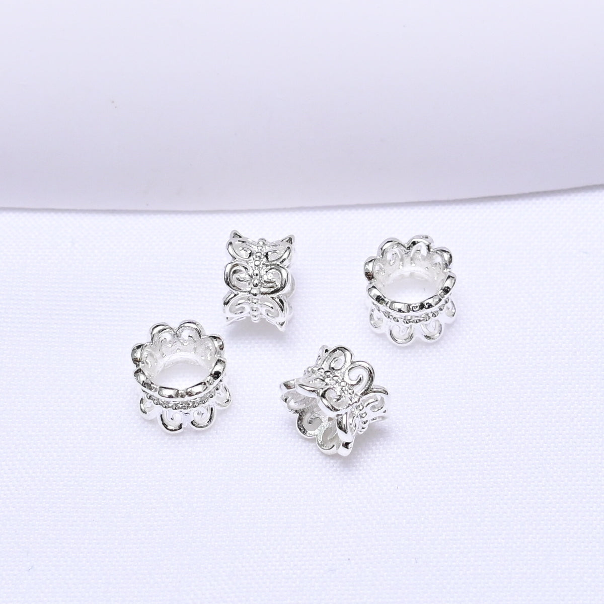 Gold and Silver Hollow Petal Spacer Beads | DIY Keychain Bracelet Making Supply