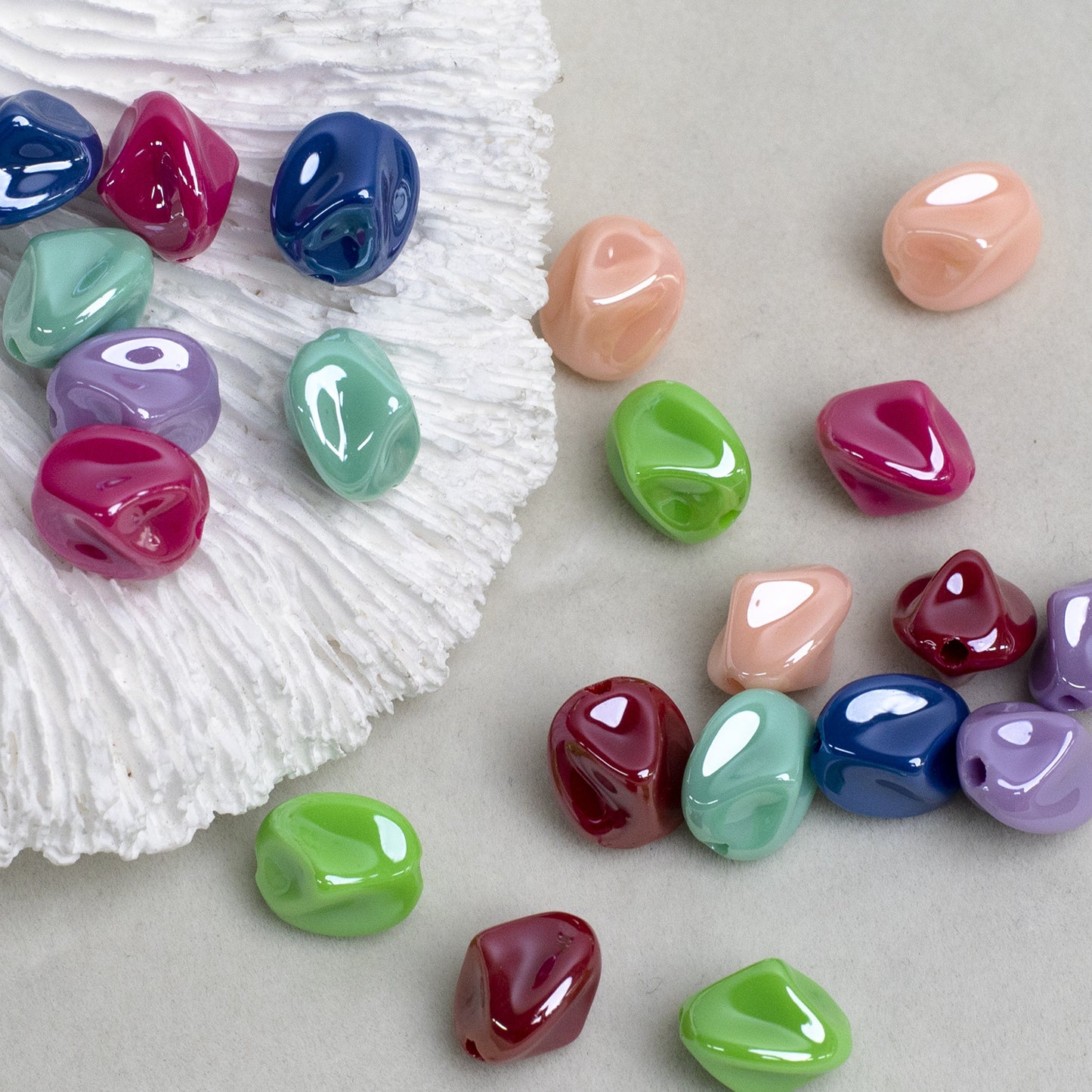 Colorful Glossy Baroque Irregular Gravel Through-hole Acrylic Beads