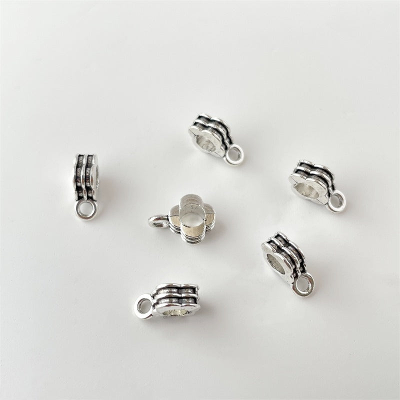 Alloy Double-layer Four-leaf Clover Hanging Head Spacer Beads | DIY Keychain Bracelet Making Supply