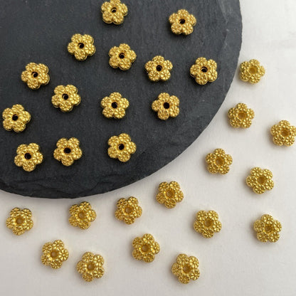 7mm Alloy Five-petal Flower Double-sided Pattern Spacer Beads