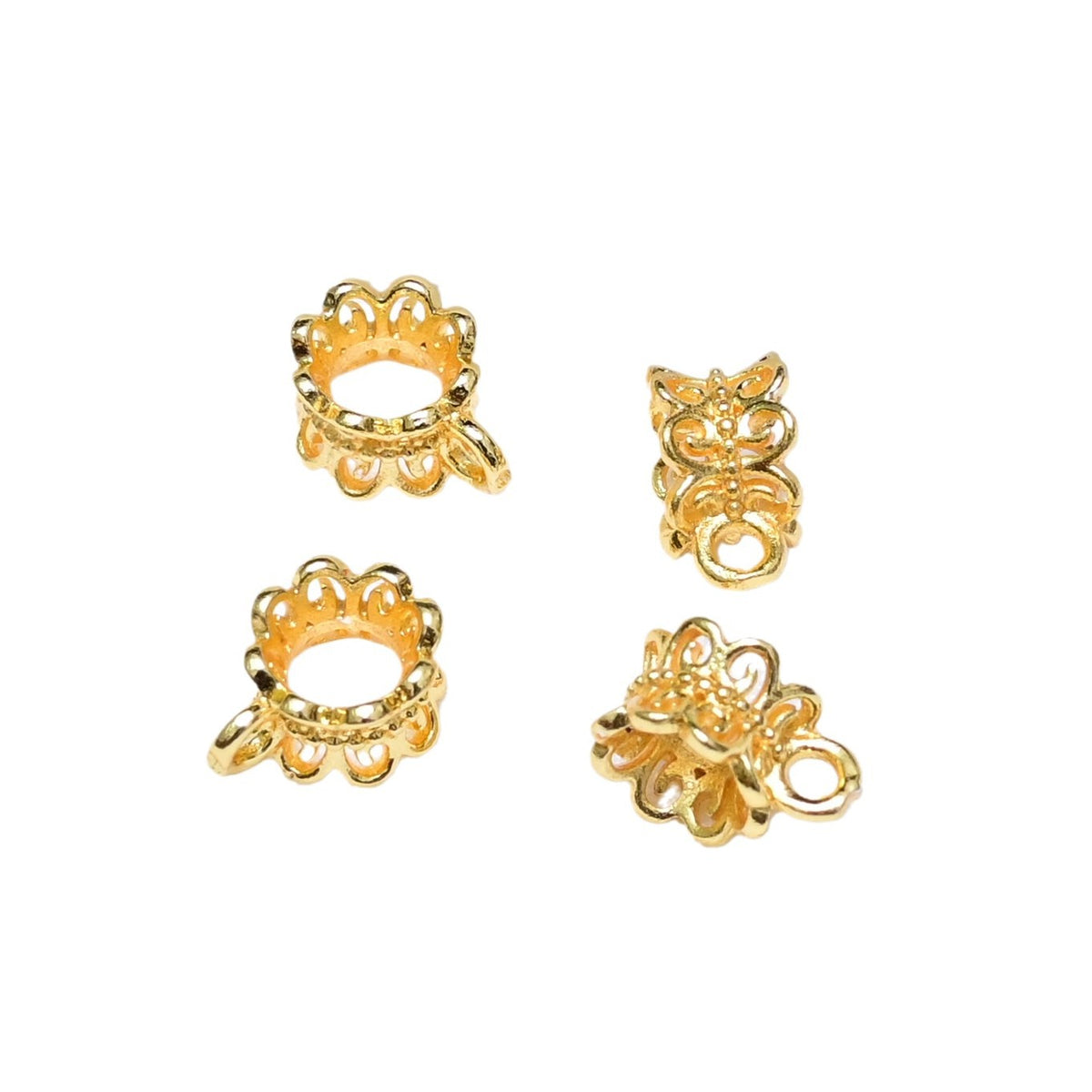 Gold and Silver Hollow Petal Spacer Beads | DIY Keychain Bracelet Making Supply