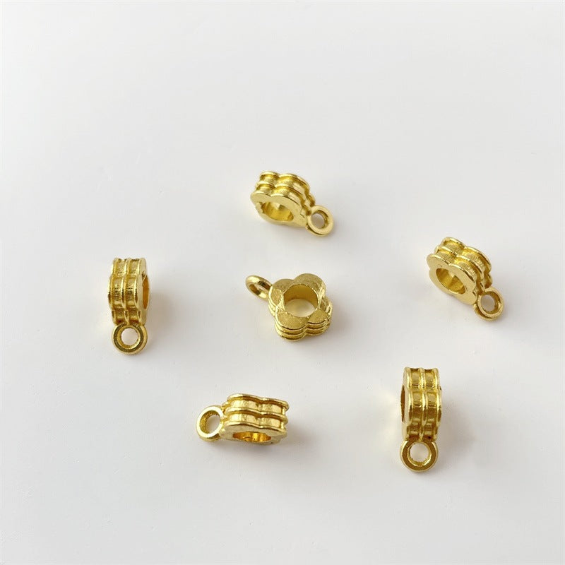 Alloy Double-layer Four-leaf Clover Hanging Head Spacer Beads | DIY Keychain Bracelet Making Supply