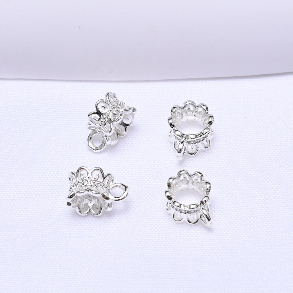 Gold and Silver Hollow Petal Spacer Beads | DIY Keychain Bracelet Making Supply