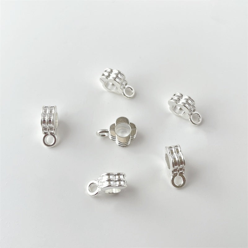 Alloy Double-layer Four-leaf Clover Hanging Head Spacer Beads | DIY Keychain Bracelet Making Supply