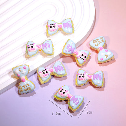 Cute Cartoon Double-sided Hand-painted LOVE Bow Acrylic Beads