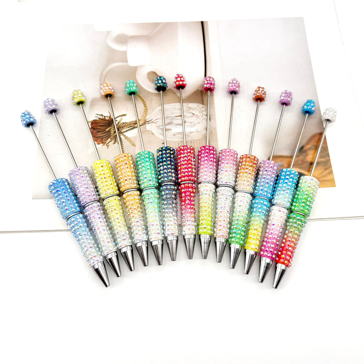Gradient Color Bead Pen with Colorful Diamonds | DIY Beadable Pen Craft Gift Idea