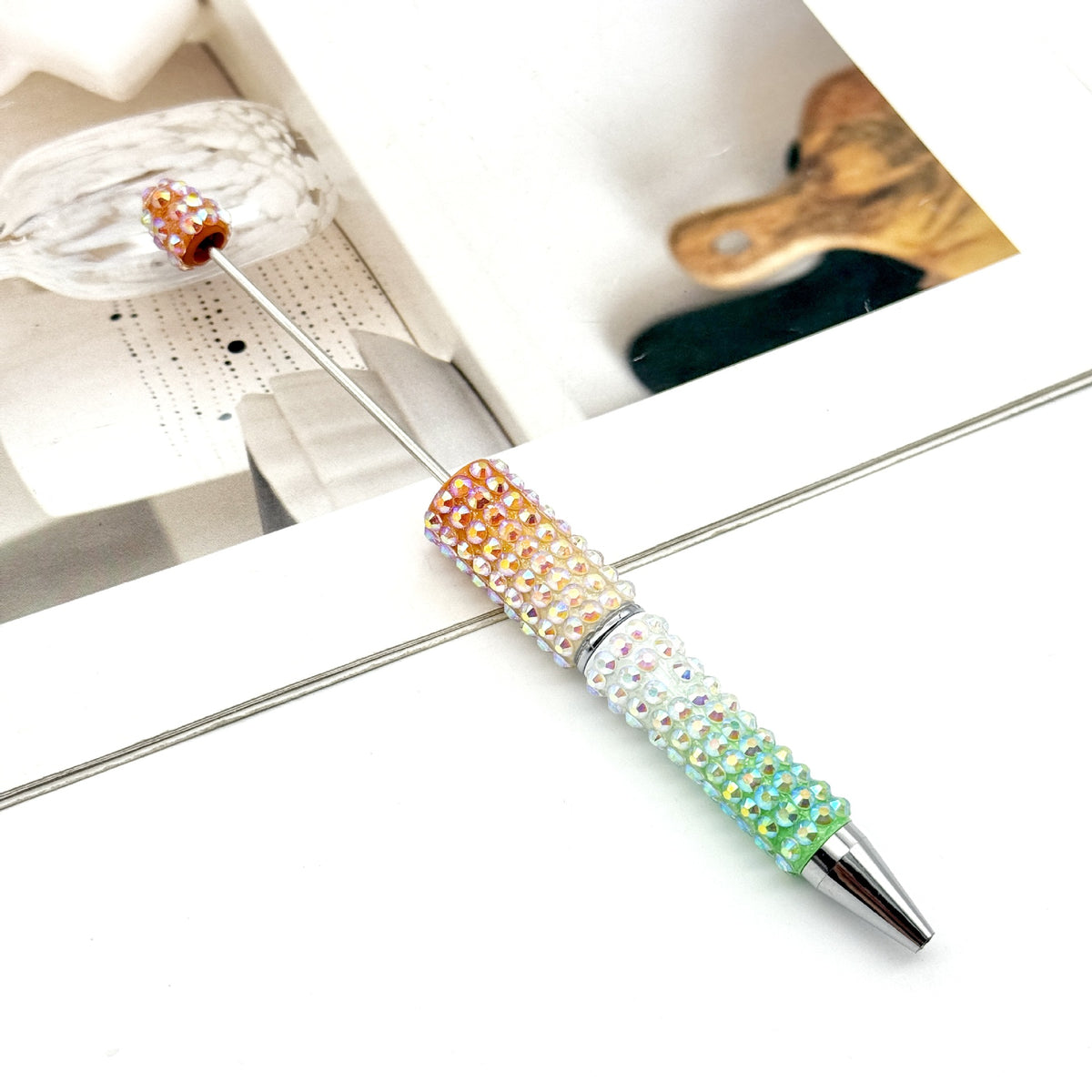 Gradient Color Bead Pen with Colorful Diamonds | DIY Beadable Pen Craft Gift Idea