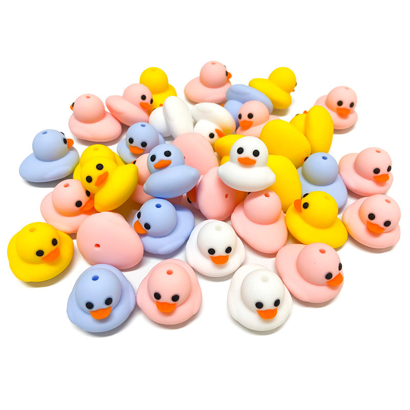 3D Solid Color Little Yellow Duck Cute Three-dimensional Cartoon Silicone | Silicone Focal Bead for DIY Keychain & Pen Wrap