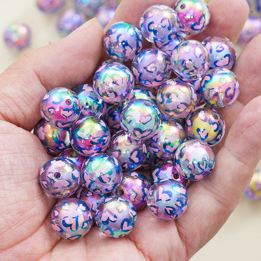 16mm Printed Two-color Heart Double-layer Acrylic Straight Hole Beads