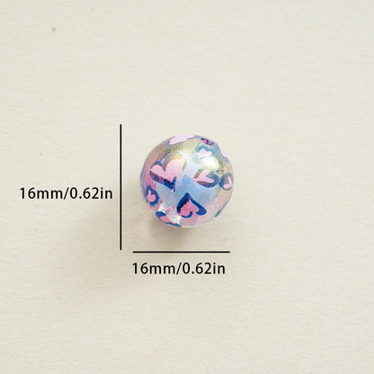 16mm Printed Two-color Heart Double-layer Acrylic Straight Hole Beads