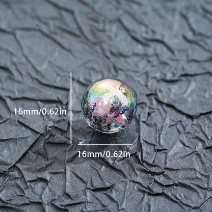 16mm Acrylic Double Layer Butterfly Print Straight Hole Beads
