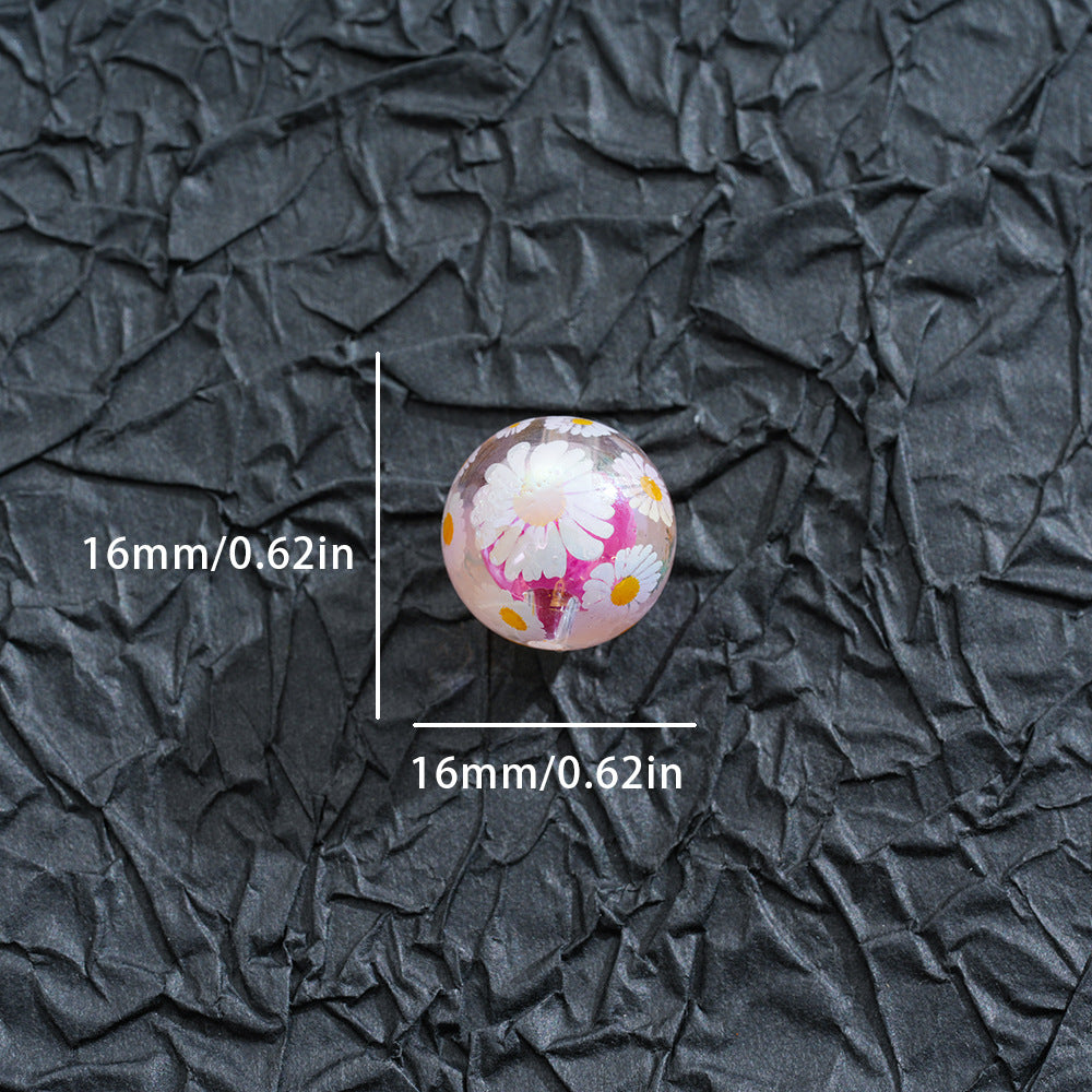 16mm Small Daisy Print Double Layer Acrylic Straight Hole Beads | Acrylic Bead for DIY Bracelet Keychain Jewelry Making