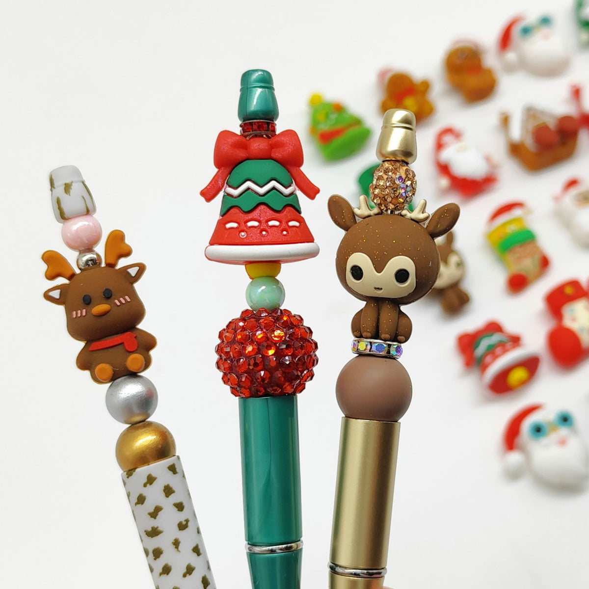 Christmas Silicone Beads Pen Focus Beads Scattered Beads | Silicone Focal Bead for DIY Keychain & Pen Wrap