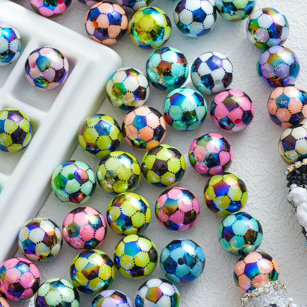Colorful Football Shaped Straight Hole Acrylic Beads | Acrylic Bead for DIY Bracelet Keychain Jewelry Making