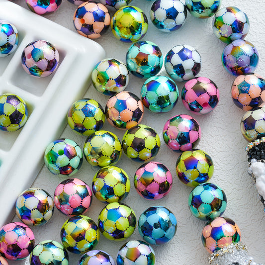 Colorful Football Shaped Straight Hole Acrylic Beads - Beadable Cat
