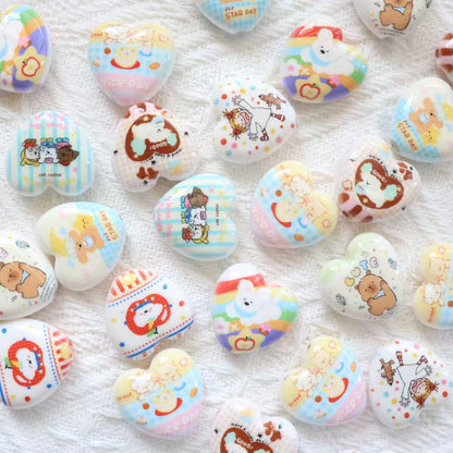 Childlike Print with A Big Heart and Cute Cartoon Pattern Straight Hole Beads - Beadable Cat