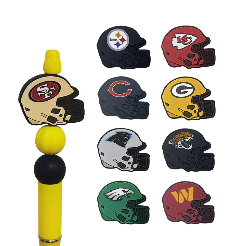 32 Teams 3D Football Team Silicone Helmet Focus Beads | DIY Sports Fan Bracelet & Keychain Craft Bead