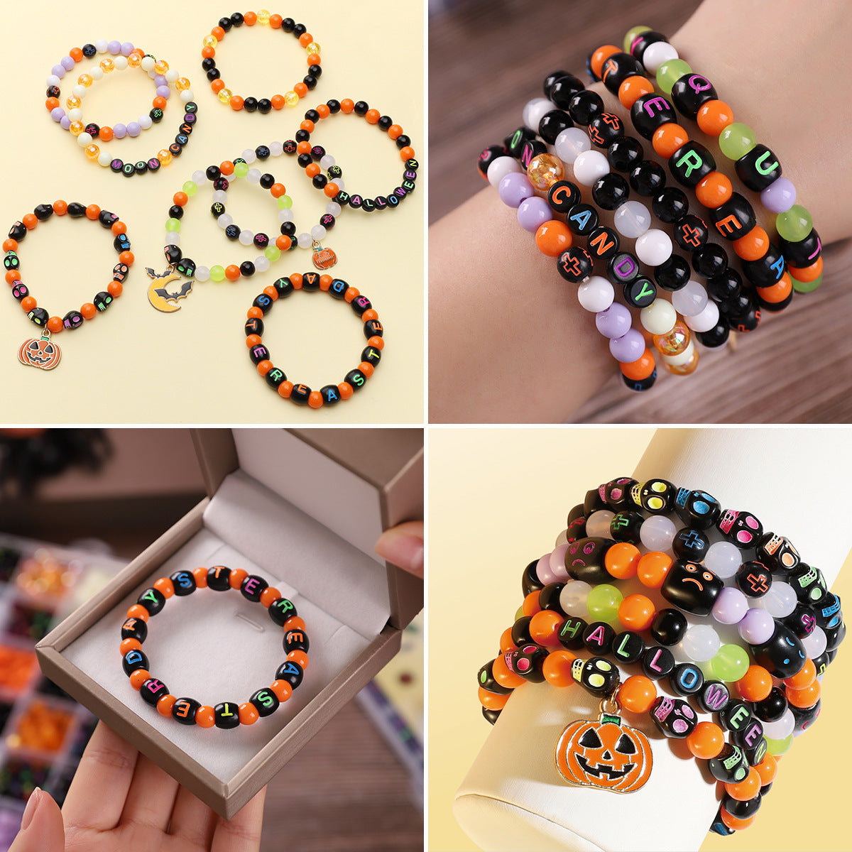 24-grid Box Halloween Alloy Acrylic Beads Accessories DIY Set - Beadable Cat