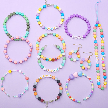 24 Grid Smooth Frosted Flat Round Beads Letter Beads Set Handmade Diy Bead Set - Beadable Cat
