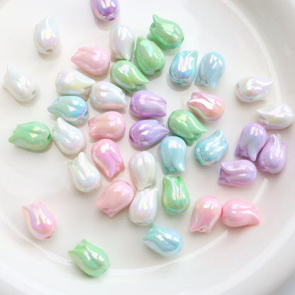 Colorful Uv Tulip Flower Leaf Straight Hole Beads - Beadable Cat