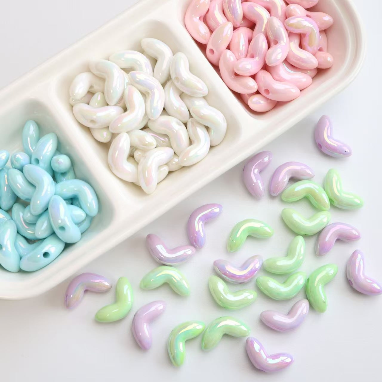 Colorful Uv Tulip Flower Leaf Straight Hole Beads - Beadable Cat