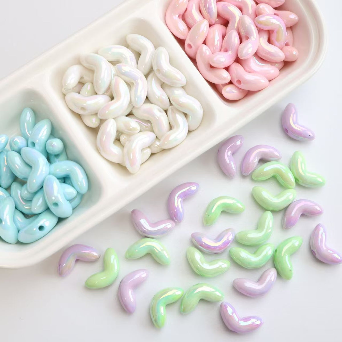 Colorful Uv Tulip Flower Leaf Straight Hole Beads | Acrylic Bead for DIY Bracelet Keychain Jewelry Making