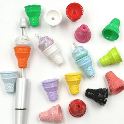 Multicolor Ice Cream Cones with Straight Hole Beads - Beadable Cat