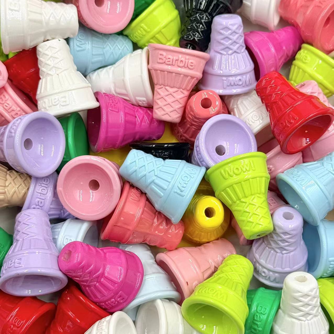 Multicolor Ice Cream Cones with Straight Hole Beads - Beadable Cat