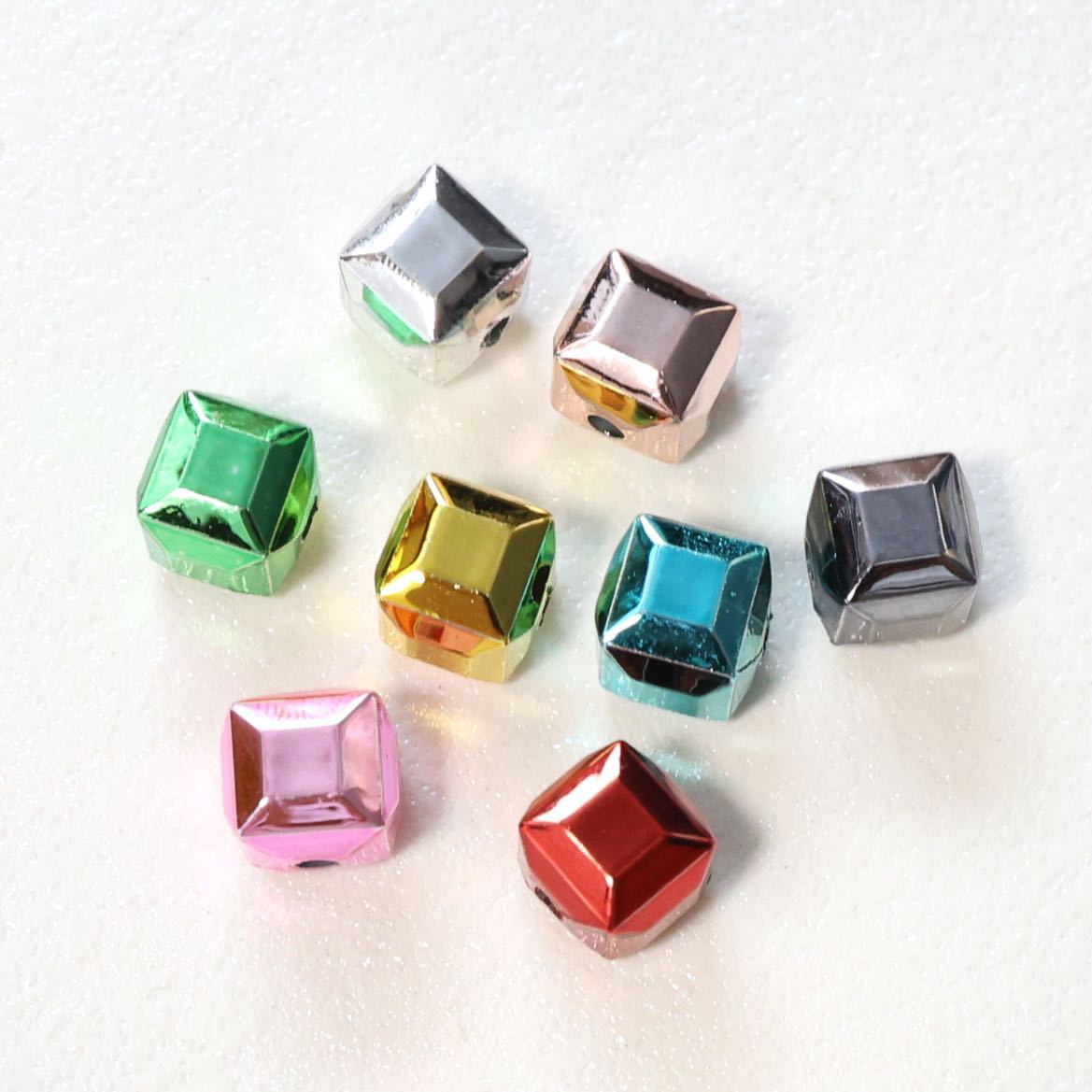 8*8 UV Electroplated Colorful Small Square Straight Hole Beads - Beadable Cat