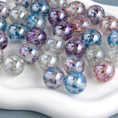 16MM Acrylic Transparent Fine Glitter Star Through Hole Beads - Beadable Cat