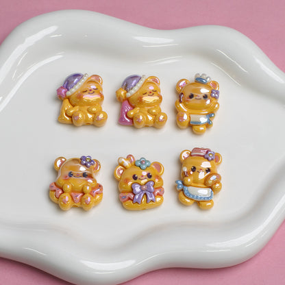 Electroplating Cartoon Butter Bear Acrylic Through-hole Beads - Beadable Cat