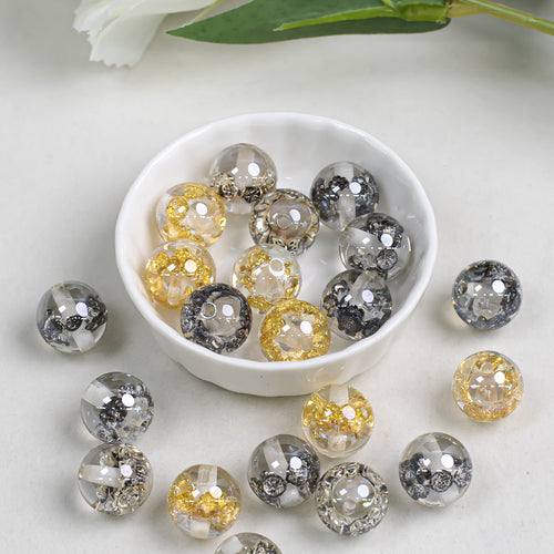 16mm Transparent Acrylic Straight Hole Beads Inlaid with Roses - Beadable Cat