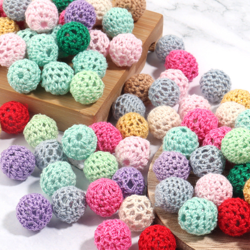 Colorful Hollow Yarn Ball Acrylic Straight Hole Beads - Beadable Cat
