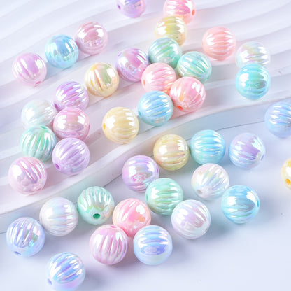 14mm Light Color Vertical Pumpkin Beads Acrylic Straight Hole Beads - Beadable Cat
