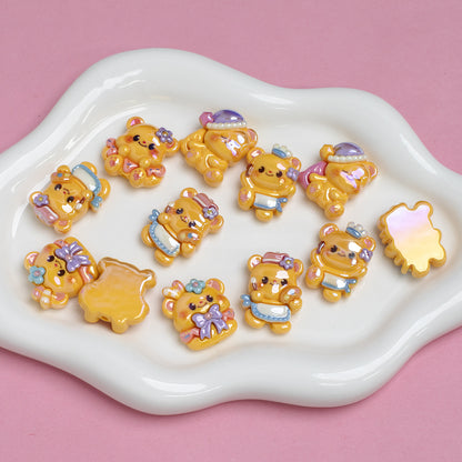 Electroplating Cartoon Butter Bear Acrylic Through-hole Beads - Beadable Cat