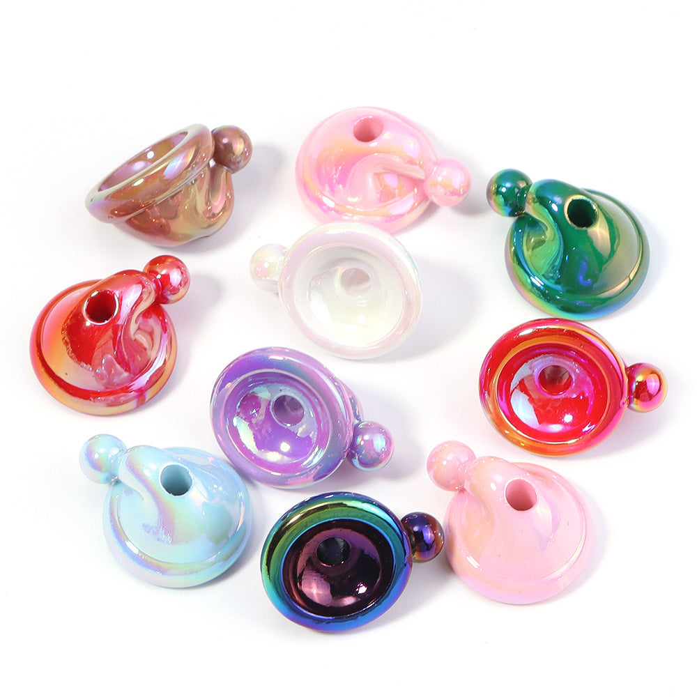 Solid Color Christmas Hat Acrylic Through Hole Beads - Beadable Cat