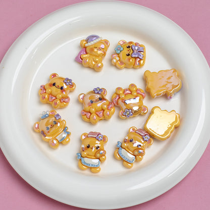Electroplating Cartoon Butter Bear Acrylic Through-hole Beads - Beadable Cat