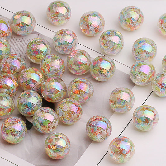 16mm Electroplated Iridescent Snowflake Rhinestone Beads with Straight Holes - Beadable Cat