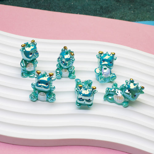 Electroplated 3D Cartoon Dragon Acrylic Straight Hole Beaded String - Beadable Cat