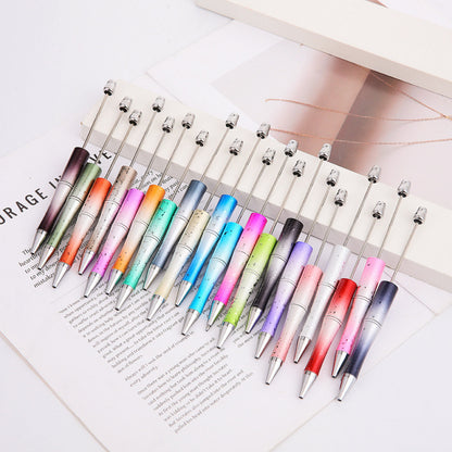 Starry sky bead pen ins gradient three-color ballpoint pen puzzle hand-painted cute grain pen - Beadable Cat