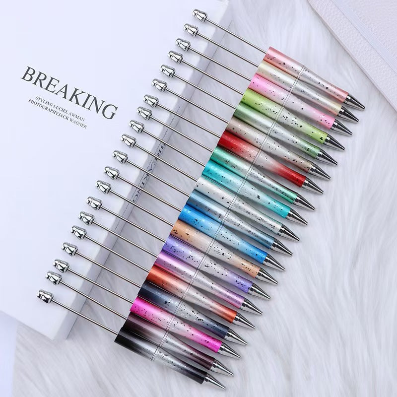 Starry sky bead pen ins gradient three-color ballpoint pen puzzle hand-painted cute grain pen - Beadable Cat