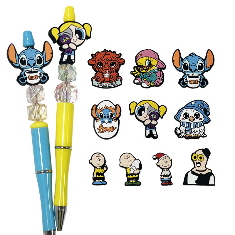 Cartoon character Stitch Cool Duck Silicone Focus Bead | Silicone Focal Bead for DIY Keychain & Pen Wrap