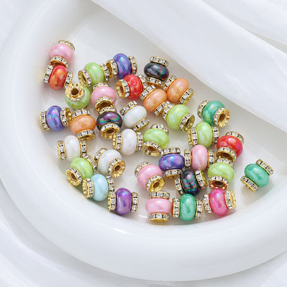 Acrylic Coated Lantern Beads Candy Ribbon with Drilled Large Hole Beads