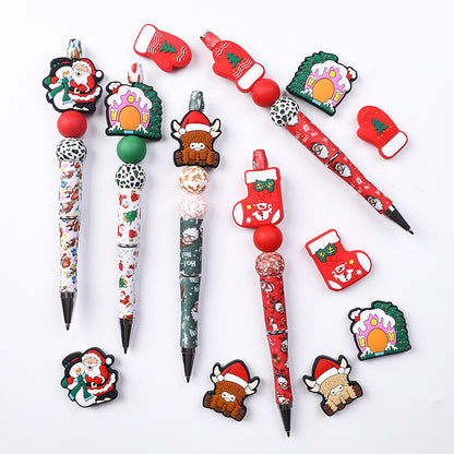 Christmas silicone beads children's cartoon Santa Claus teether beads spot snowman silicone beads