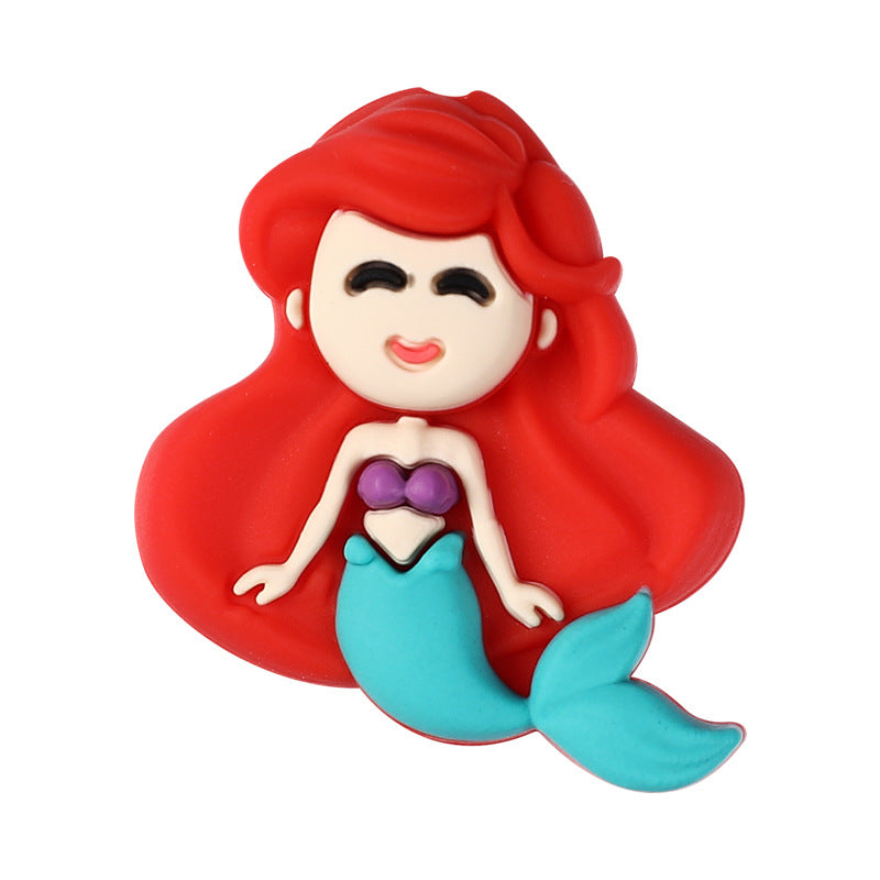 3D Princess Silicone Beads Girls Cartoon Jewelry Beaded Pen Accessories Food Grade Silicone Beads