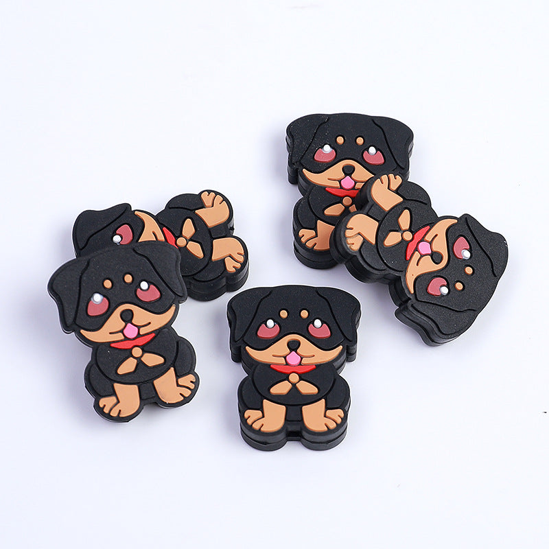 Rainbow Little White Horse Cartoon Rottweiler silicone beads puppy loose | Silicone Bead for DIY Bracelet & Keychain Making