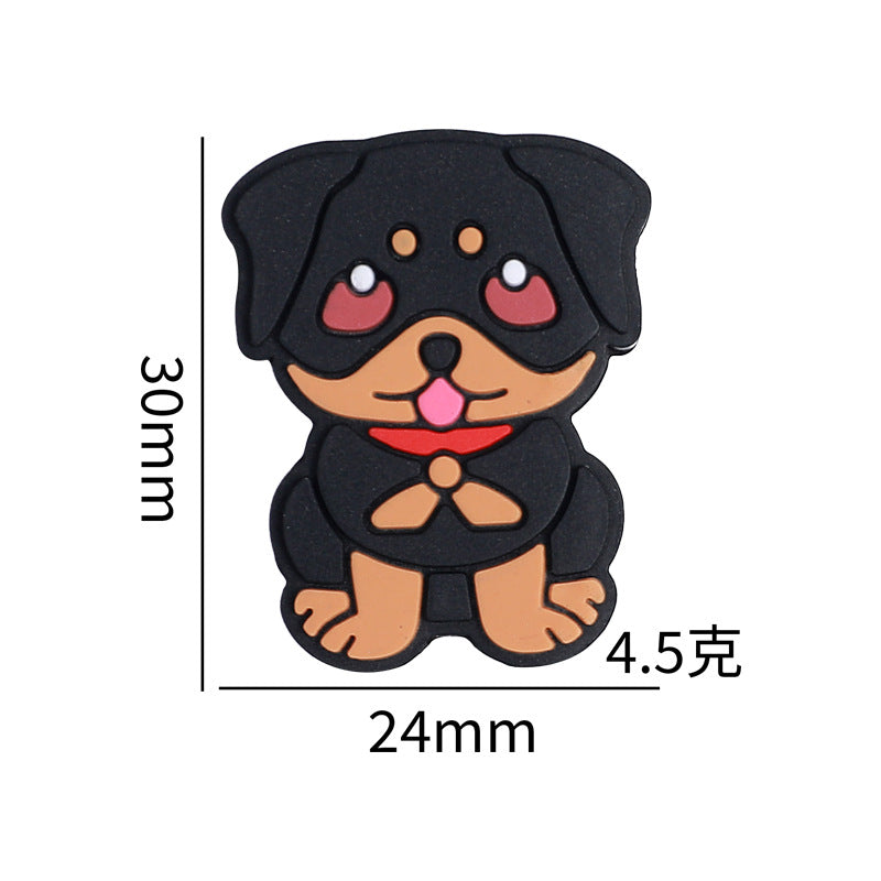 Rainbow Little White Horse Cartoon Rottweiler silicone beads puppy loose beads